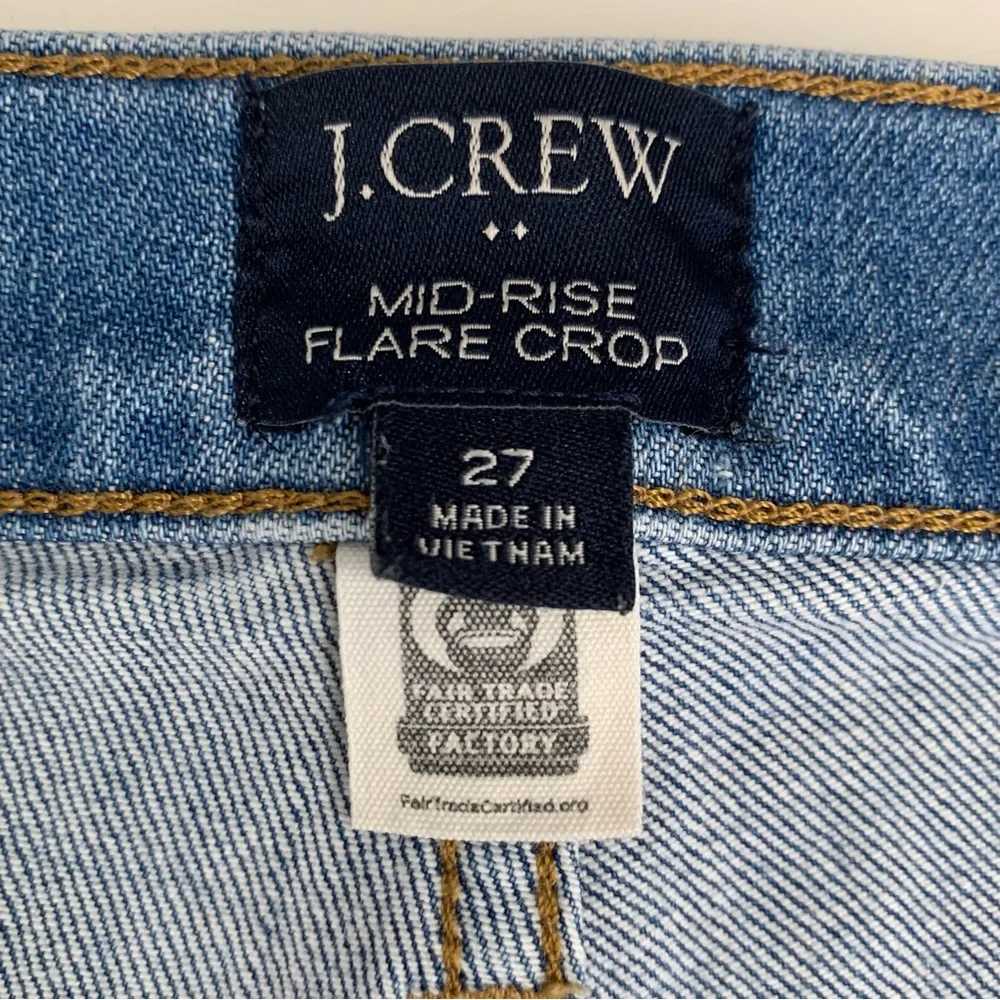 J Crew Mid-rise Flare Crop Jean In All-Day Stretch Size 27